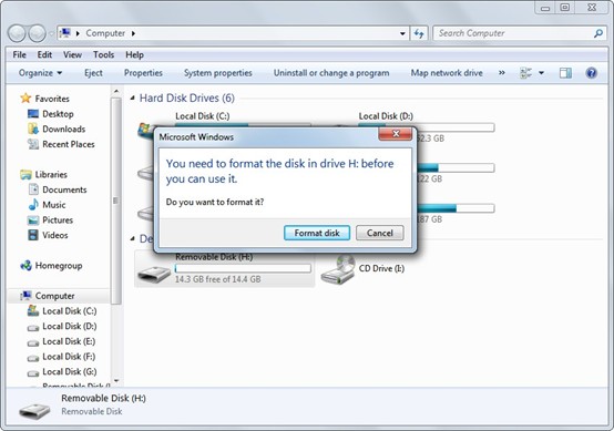 USB flash drive became RAW-1
